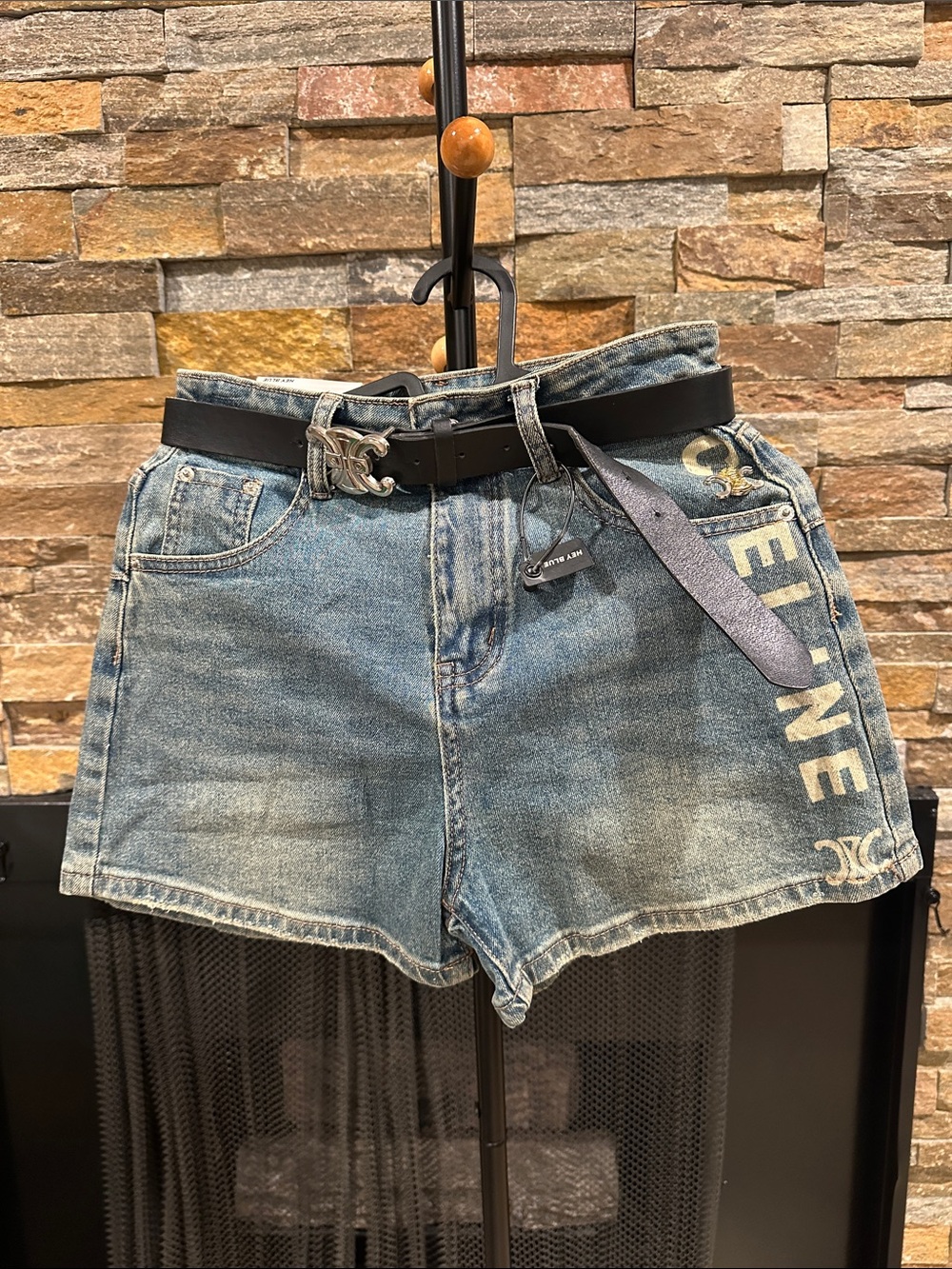 Blue Denim High-Waist Shorts size S